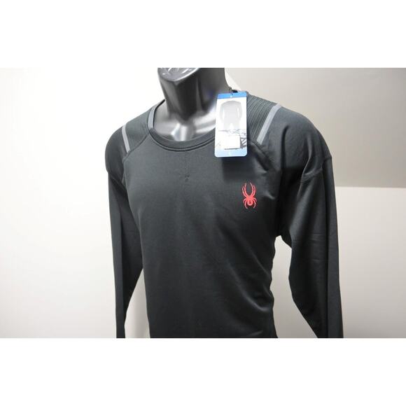 Spyder Proweb Fleece Sweat Shirt Black Performance Long Sleeve Mens Sz Large NWT - Picture 1 of 8